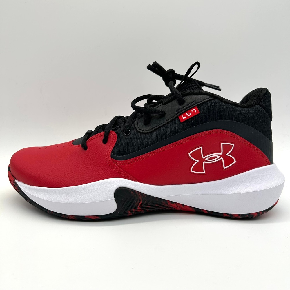 Under Armour Lockdown 7 Shoes Mens 11 Red Black Basketball Sneakers